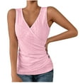 thumbnail image 1 of Posijego Women's V Neck Tank Top Sleeveless Wrap Ruched Shirts Fashion Elegant Dressy Blouses Plus Size, 1 of 6