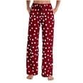 thumbnail image 1 of Posijego Women's Valentines Day Pajama Pants Wide Leg Elastic High Waist Heart Printed Lounge Pants with Pockets, 1 of 5