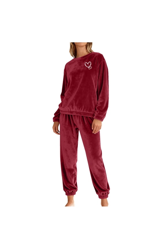 Women's Velvet Pajama Sets Velour Long Sleeve Shirts Jogger Pants Matching Christmas Sleepwear Sets
