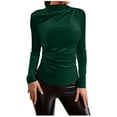 thumbnail image 1 of Posijego Women's Velvet Tops Vintage Mock Neck Slim Long Sleeve T-Shirts Party Basic Tee Blouse for Women, 1 of 7