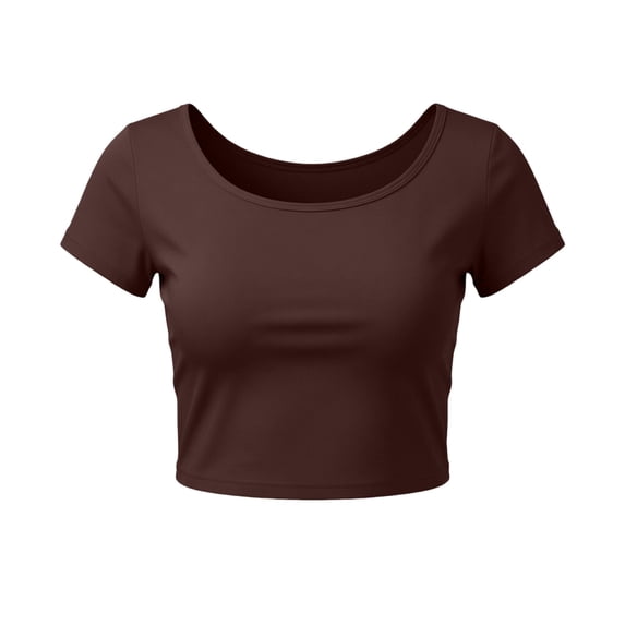 Posijego Women's Yoga Tops Athletic Cropped Tops Crew Neck Short Sleeve Lightweight Gym Workout Tees Activewear