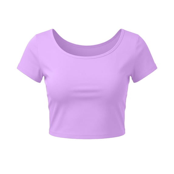 Posijego Women's Yoga Tops Athletic Cropped Tops Crew Neck Short Sleeve Lightweight Gym Workout Tees Activewear
