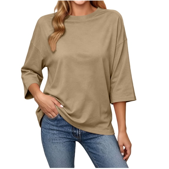 Posijego Womens 3/4 Sleeve Shirts Athletic Workout T-Shirts Backless Summer Casual Running Yoga Active Tees for Women