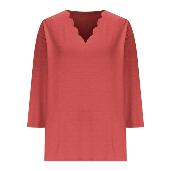Posijego Womens 3/4 Sleeve Tops Casual V Neck Tunic Tops Cute Loose Dressy Blouses Basic Tee Shirt for Women