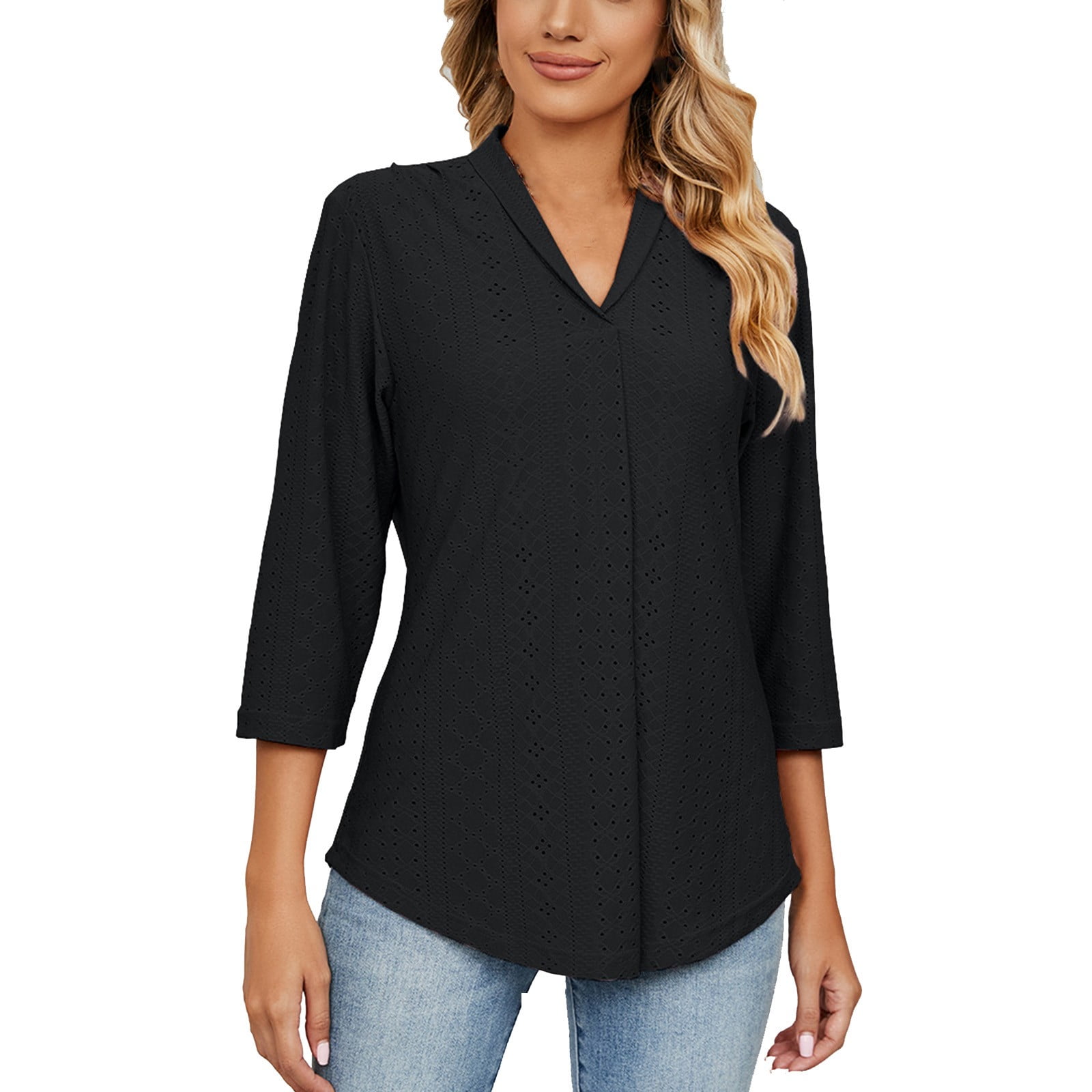 Uvog Woens Long Sleeve Collared Shirts V Neck Dressy Casual Business...