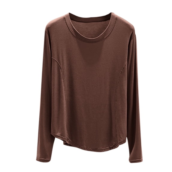 Posijego Womens Basic Long Sleeve Shirts Plain Casual T-Shirts Soft Comfy Pajama Tops Women Clothes