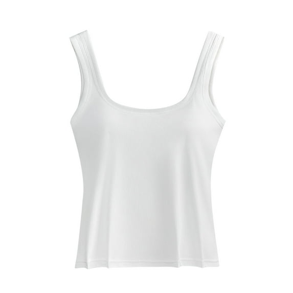 Posijego Womens Basic Tank Tops with Built-In Bra Pads Ribbed Knit Undershirts Summer Sleeveless Slim Tank Tees