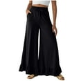 thumbnail image 1 of Posijego Womens Boho Wide Leg Pants Ruffle Hem Flowy Pants High Waist Palazzo Trouser Pants for Women, 1 of 8