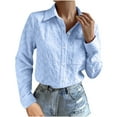 thumbnail image 1 of Posijego Womens Button Down Shirts Long Sleeve Spring Tops Heart Crochet Dressy Casual Blouse for Ladies, 1 of 7
