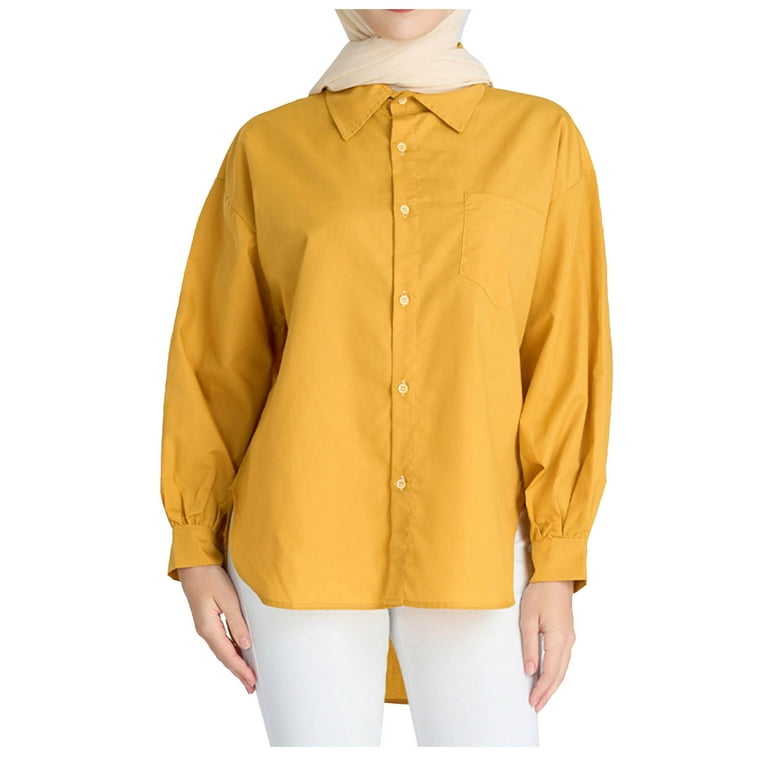 Posijego Womens Button Down Shirts Solid Color Collared Dress