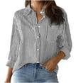 thumbnail image 1 of Posijego Womens Button Down Shirts Striped Long Sleeve Collared Shirts Dressy Casual Office Blouse Tops, 1 of 7