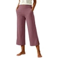 thumbnail image 1 of Posijego Womens Capri Yoga Pants Side Slit High Waisted Wide Leg Athletic Running Pants Work Dress Cropped Pants with Pockets, 1 of 7