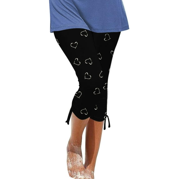 Posijego Womens Capris Knee Length Summer Soft Capri Pants Lightweight Cropped Leggings with Drawstring