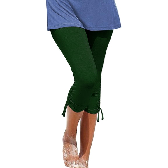 Posijego Womens Capris Knee Length Summer Soft Capri Pants Lightweight Cropped Leggings with Drawstring