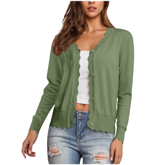 Posijego Womens Cardigan Sweaters Cropped Tops Long Sleeve Knit Cardigan Spring Fall Sweater Jackets for Ladies