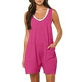 thumbnail image 1 of Posijego Womens Casual Rompers Summer Sleeveless Jumpsuit Loose V Neck Short Overalls Trendy Outfits, 1 of 6