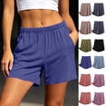 thumbnail image 1 of Posijego Shorts for Women Pajama Shorts Soft Lounge Shorts Elastic High Waisted Home Shorts with Pockets, 1 of 7
