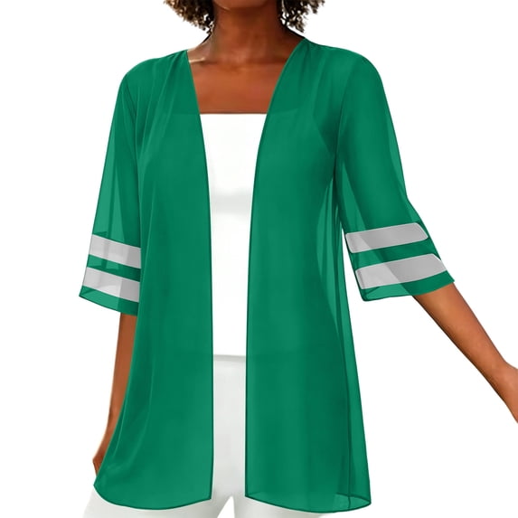 Posijego Womens Chiffon Cardigans Lightweight Short Sleeve Open Front Casual Summer Beach Cardigans Jackets for Women