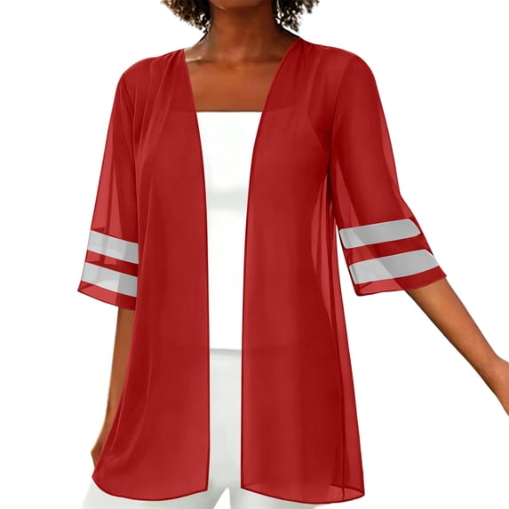 Posijego Womens Chiffon Cardigans Lightweight Short Sleeve Open Front Casual Summer Beach Cardigans Jackets for Women