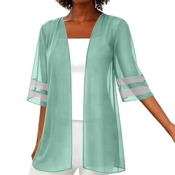 Posijego Womens Chiffon Cardigans Lightweight Short Sleeve Open Front Casual Summer Beach Cardigans Jackets for Women