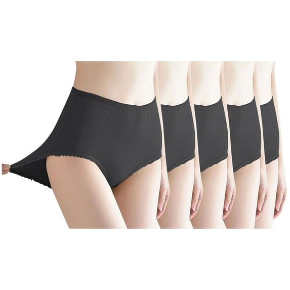Posijego Womens Cotton Underwear 5 Pack Ladies Full Coverage Soft Breathable Briefs Panties Solid Color