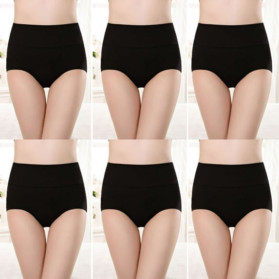 Posijego Womens Cotton Underwear High Waist Breathable Stretch Soft Briefs Full Coverage Seamless Panties 6 Pack