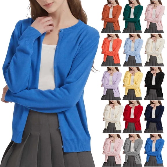 Posijego Cardigan Sweaters for Women Lightweight Long Sleeve Knit Open Front Sweater Button up Cardigans