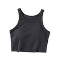 thumbnail image 1 of Posijego Womens Cropped Tank Tops Built-in Bra Summer Sleeveless Slim Basic Tee Tight Going Out Shirts, 1 of 6