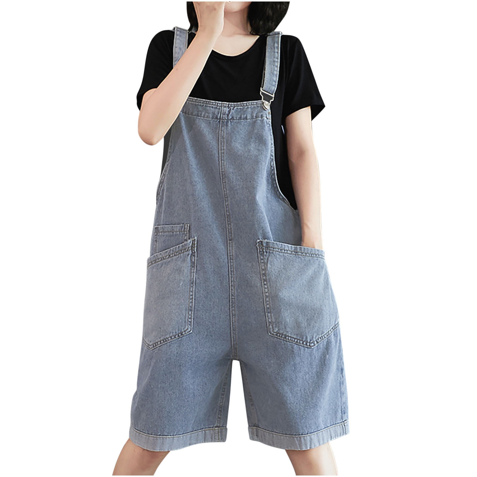 Posijego Womens Denim Shortalls Adjustable Spaghetti Straps Overalls