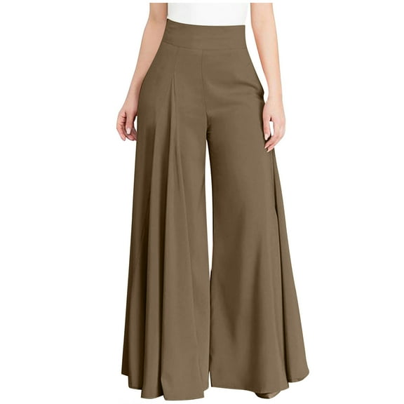 Posijego Womens Dress Pants High Waist Business Casual Flowy Wide Leg Work Pants Trouser with Pockets