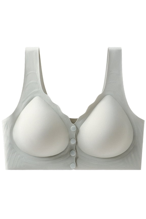 Womens Everyday Bra Button Front Closure Push-Up Bra Comfy Seamless Breathable Bra for Women
