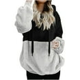 thumbnail image 1 of Posijego Womens Fleece Fuzzy Sweatshirt Half Zip Color Block Long Sleeve Hoodie Women's Plus Pullover Top, 1 of 6