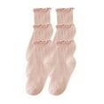 thumbnail image 1 of Posijego Womens Girls Ruffle Socks Solid Color Breathable Crew Socks Cute Casual Lightweight Ankle Cotton Socks, 1 of 3