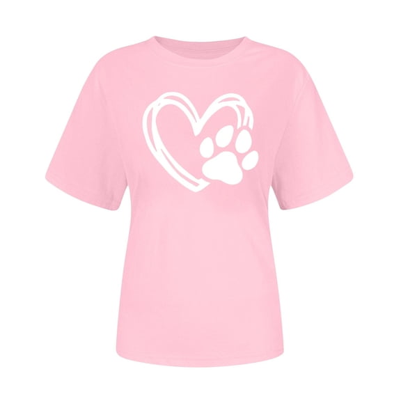 Posijego Womens Heart Graphic T-Shirts Round Neck Casual Summer Short Sleeve Shirt Stretchy Soft Basic Tee Cute Tops