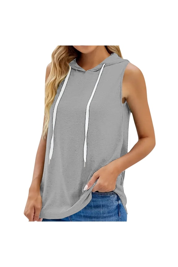 Womens Hooded Tank Tops Sleeveless Hoodie Workout Running Athletic T-Shirt Activewear Tee for Women