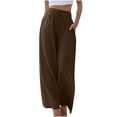 thumbnail image 1 of Posijego Womens Linen Wide Leg Pants Flowy Casual Palazzo Pants Summer Boho Beach Trousers with Pockets, 1 of 6