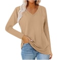 thumbnail image 1 of Posijego Womens Long Sleeve Shirts Plus Size Tops Summer V Neck Casual Plain Basic T-Shirts Soft Loose Tunic Tops for Women, 1 of 2