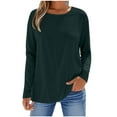 thumbnail image 1 of Posijego Womens Long Sleeve Tee Shirts Trendy Fall Crew Neck Casual Plain Basic T-Shirts Loose Tunic Tops, 1 of 5