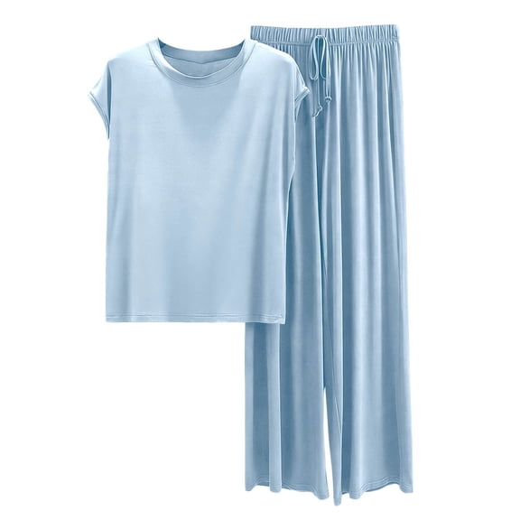 Posijego Womens Pjs Sets Two Piece Pajamas Short Sleeve Tops Soft Comfy Pants Matching Loungewear Sleepwear