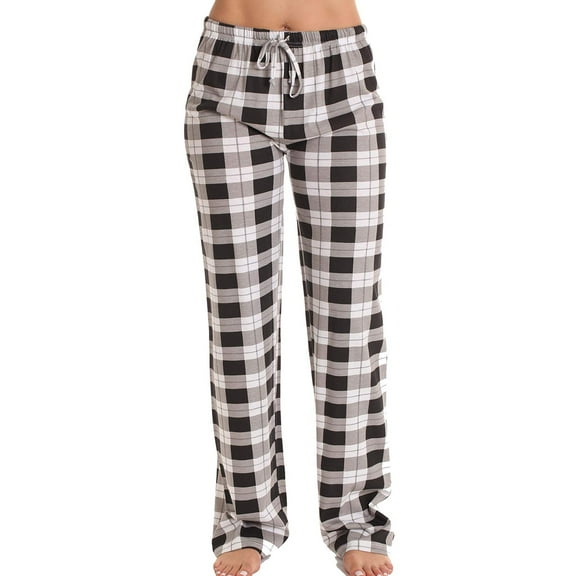 Posijego Womens Plaid Pajama Pants Plus Size Lounge Pants Ladies Drawstring Elastic Waist Pj Sleepwear Pants