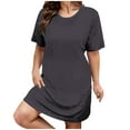 thumbnail image 1 of Posijego Womens Plus Size Nightgowns Crew Neck Short Sleeve Sleepshirts Loose Loungewear Pajamas Dresses, 1 of 5