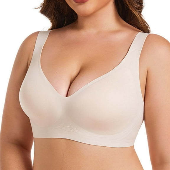 Posijego Womens Seamless Bra Plus Size Full Coverage Push up Wireless Everyday Bra No Underwire Bralette M-5XL