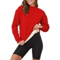 thumbnail image 1 of Posijego Womens Sherpa Lined Sweatshirt Mock Turtlenec Fleece Warm Winter Pullover Sweatshirts for Women, 1 of 7
