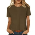 thumbnail image 1 of Posijego Womens Short Sleeve T-Shirts Summer Crew Neck Pleated Casual Dressy Blouses Women's Tunic Top with Leggings, 1 of 7