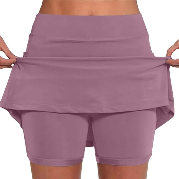 Posijego Womens Shorts Skirt High Waist Yoga Gym Sport Skorts Running Workout Athletic Mini Skirt Shorts
