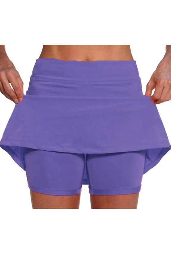 Womens Shorts Skirt High Waist Yoga Gym Sport Skorts Running Workout Athletic Mini Skirt Shorts