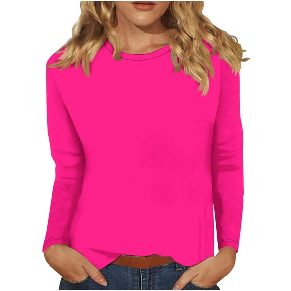 Posijego Womens Spring Fall Long Sleeve T Shirts Plus Size Basic Tee Tops Comfy Casual Shirt Top for Women