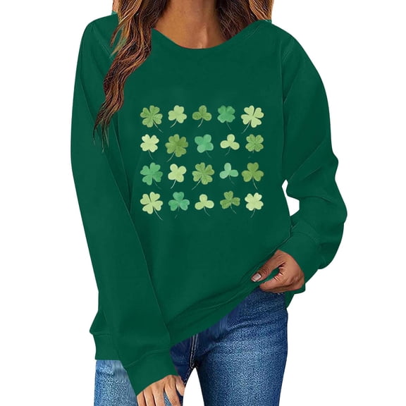 Posijego Womens St Patricks Day Sweatshirts Spring Clothes Crew Neck Casual Long Sleeve Printed Pullover Tops