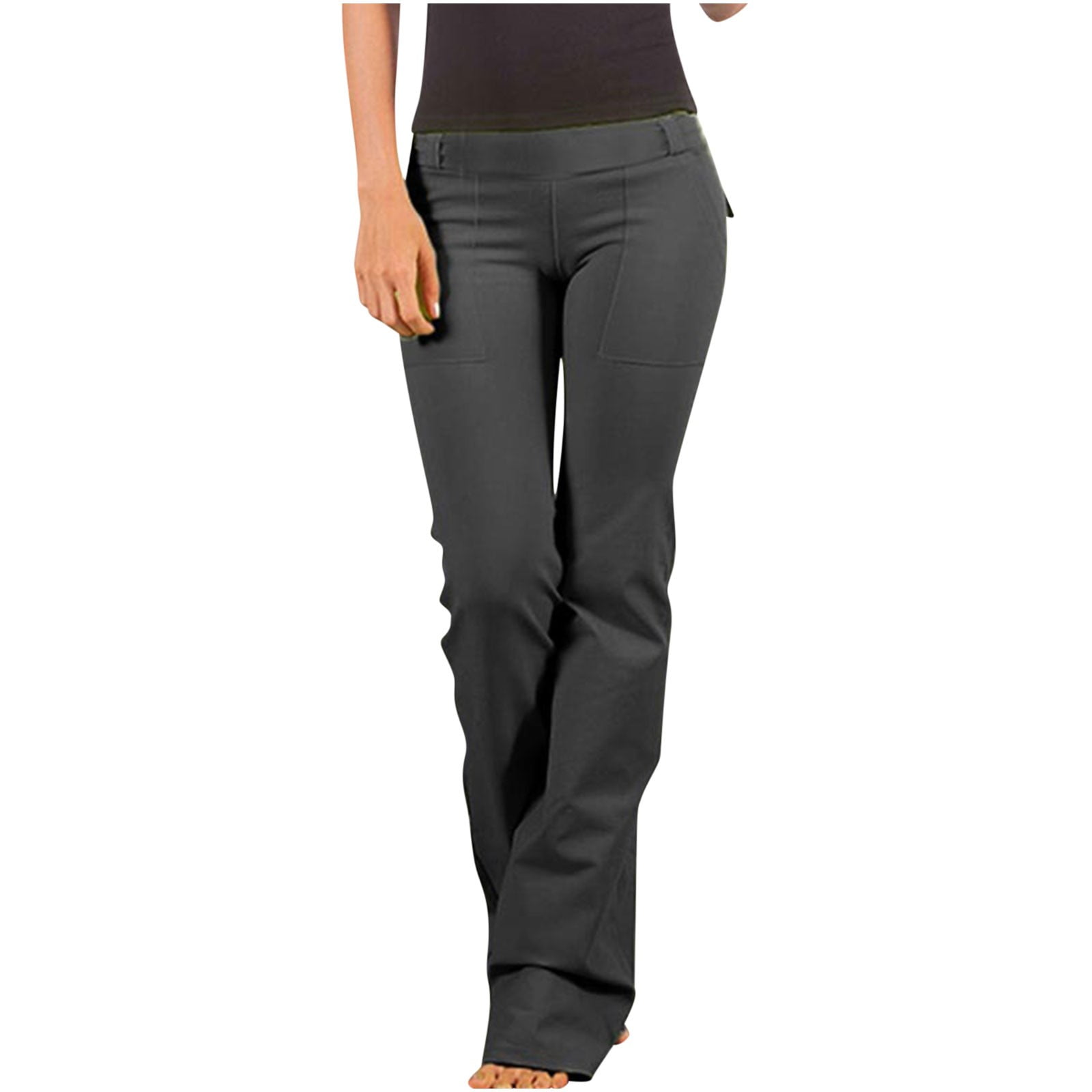 Posijego Womens Straight Leg Dress Pants Plus Size Low Waist Long Pants with Pockets Casual Work Trousers Walmart