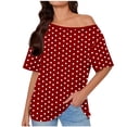 thumbnail image 1 of Posijego Womens Summer Tops Short Sleeve Shirt Polka Dot Printed Round Neck Casual Blouses Loose Soft Tunic Shirts, 1 of 6